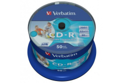 Verbatim CD-R, 43438, AZO Wide Inkjet Printable - No ID Branded, 50-pack, 700MB, 52x, 80min., 12cm, spindle, pro archivaci dat