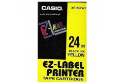 Casio XR-24YW1, 24mm x 8m, čierna tlač/žltý podklad, originálna páska