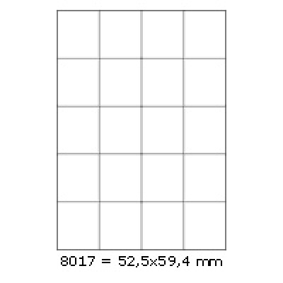 Samolepiace etikety 52,5 x 59,4 mm, 20 etikiet, A4, 100 listov