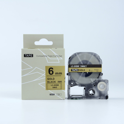 Epson LK-2KBM, SM6ZW, 6mm x 9m, čierna tlač / zlatý podklad, kompatibilná páska