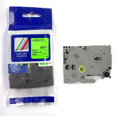 Kompatibilní páska s Brother HGe-D61, signální 36mm x 8m, černý tisk/zelený podklad, vysokorychlostní