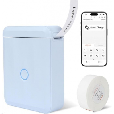 Niimbot D110-M Smart 1AA56301619, štítkovač, modrý + role etikiet