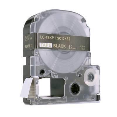 Epson LK-4BKP, SC12KZ, C53S654407, 12mm x 9m, zlatá tlač / čierny podklad, kompatibilná páska
