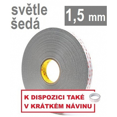 3M VHB™ 4956-P, hr., 1,5 mm; svetlosivá obojstranne veľmi silno lepiaca akrylová páska 19 mm x 33 m