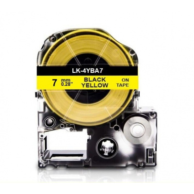 Epson LK-4YBA7, BU7Y, 7 mm x 2,5 m, čierna tlač / žltý podklad, kompatibilná páska