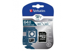 Verbatim 47042 Micro Secure Digital Card Pro U3, pamäťová karta, micro SDXC, 64GB, UHS-I U1 (Class 10), s adaptérom