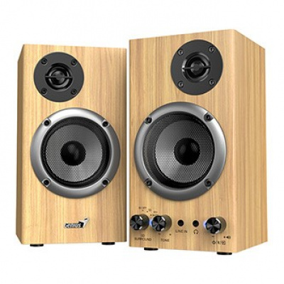Genius reproduktory SP-HF520BT, 2.0, 20W, barva borovice, AUX/Bluetooth 5.3
