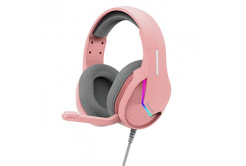Marvo TACTIC 40, sluchátka s mikrofonem, drátová, růžová, 2.0, podsvícené, USB