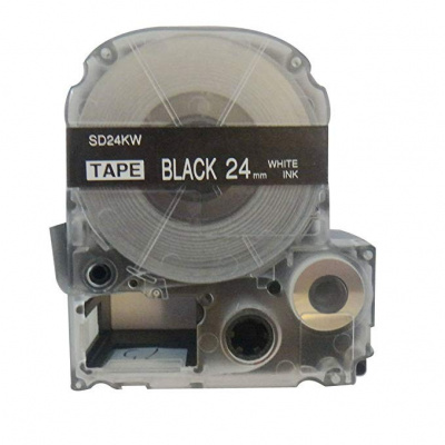 Epson LK-6BWV, SD24KW, 24mm x 9m, biela tlač / čierny podklad, kompatibilná páska