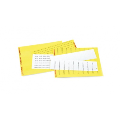 Partex štítky PF-20018KT49, 9,5 x 17,5 mm, žluté-bílé, 352 ks, A4 1 list