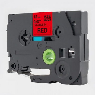 Kompatibilná páska s Brother TZ-FX431 / TZe-FX431, 12mm x 8m, flexi, čierna tlač / červený podklad