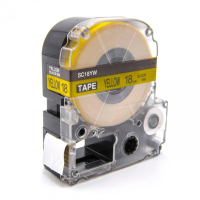 Epson LC-5YBP, SC18YW, 18mm x 8m, čierna tlač / žltý podklad, kompatibilná páska