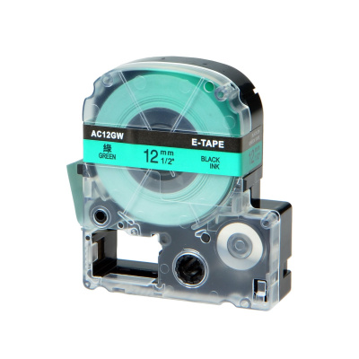 Epson LK-4GBP, SC12GW, C53S654405, 12mm x 9m, čierna tlač / zelený podklad, kompatibilná páska