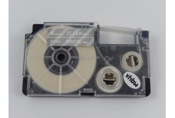 Kompatibilná páska s Casio XR-6AX 6mm x 8m biela tlač / priehľadný podklad