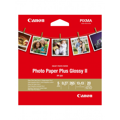 Canon Photo Paper Plus Glossy II 2311B060, 265 g/m2, 5x5", 13x13cm, 20ks, lesklý, biely, foto papier