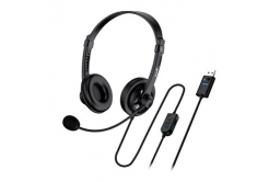 Genius HS-230U, sluchátka s mikrofonem, drátová, černá, USB