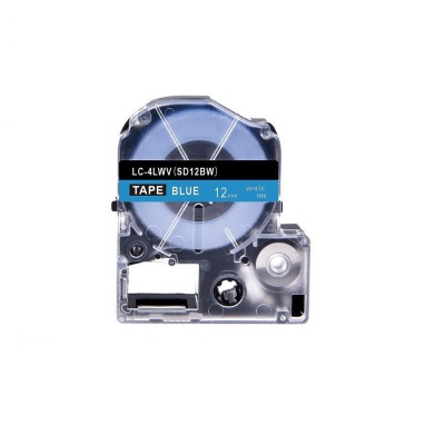 Epson LK-SD12BW, 12mm x 9m, bílý tisk / modrý podklad, kompatibilní páska