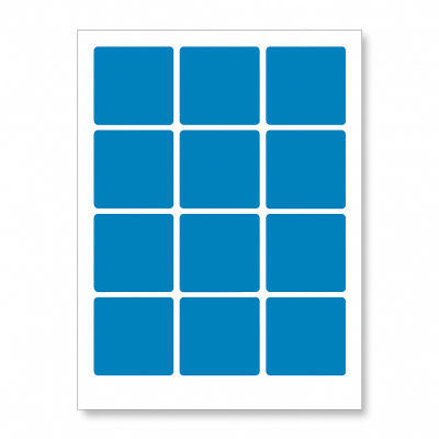 Samolepiace etikety 60 x 60 mm, 12 etiket, A4, 20 listov, modré