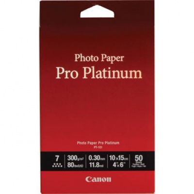 Canon Photo Paper Pro Platinum PT-101 2768B014, 300 g/m2, 10x15cm, 50ks, lesklý, biely, foto papier