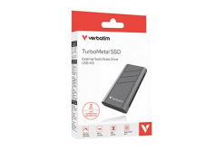 SSD Externí Verbatim TurboMetal SSD, 32022, 2000GB, Nero Backup, Stříbrná, obsahuje USB C, M.2, USB C