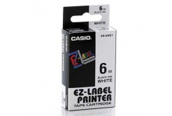 Casio XR-6WE1, 6mm x 8m, čierna tlač/biely podklad, originálna páska