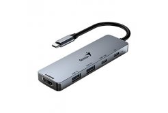USB (3.0) hub 5-port, UH-500 31240003400, šedý, Genius, 2x USB 3.0,1x HDMI,2x USB-C,Power Delivery 100W