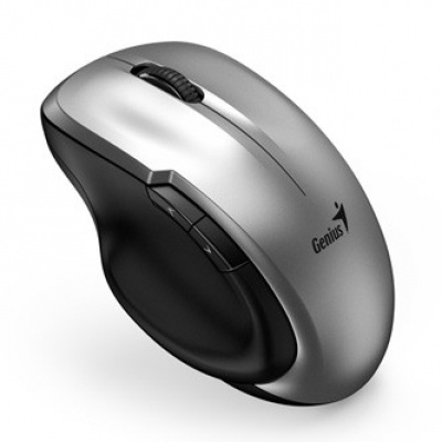 Genius Myš Ergo 8200S 31030029404, 1200DPI, 2.4 [GHz], optická, 5tl., bezdrátová, stříbrná, 1 ks AA, BlueEye senzor, USB-C adaptér