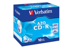 Verbatim CD-R, 43327, AZO Crystal, 10-pack, 700MB, 52x, 80min., 12cm, bez možnosti potisku, jewel box, pro archivaci dat