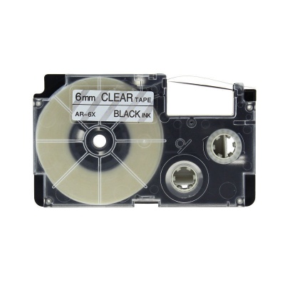 Kompatibilná páska s Casio XR-6X1, 6mm x 8m čierny tisk / priehľadný podklad