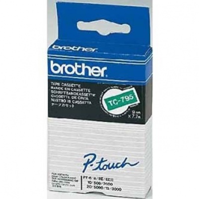 Brother originálna páska do tiskárny štítků, Brother, TC-795, biela tlač/zelený podklad, l