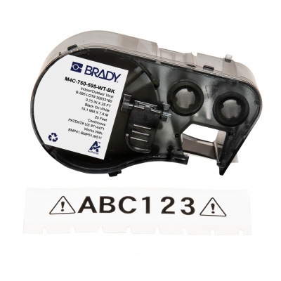 Brady M4C-750-403 / 170723, 19.05 mm x 7.62 m, Paper, čierna tlač / biely podklad