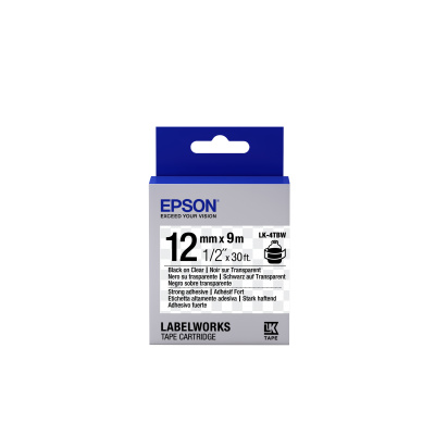 Epson LabelWorks LK-4TBW C53S654015 12mm x 9m, čierna tlač / priehľadný podklad, silne priľnavá, originálna páska