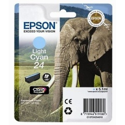 Epson T24254012, T2425 svetle azúrová (light cyan) originálna cartridge