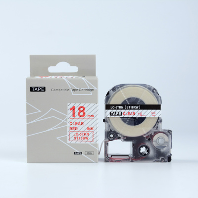 Epson LK-5TRN, ST18RW, 18mm x 9m, červená tlač / priehľadný podklad, kompatibilná páska