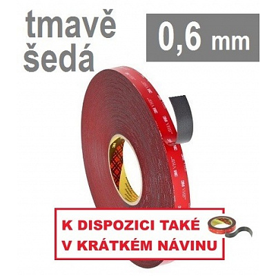 3M VHB™ 4646, hr. 0,6 mm; tmavosivá obojstranne silne lepiaca akrylová páska 19 mm x 33 m