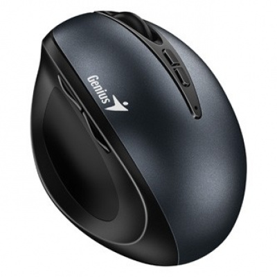 Genius Myš Ergo 8300S 31030037401, 1600DPI, 2.4 [GHz], optická, 7tl., bezdrátová, černo-šedá, 2 ks AAA, vertikální