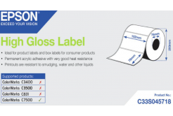 Epson C33S045718 High Gloss, pre ColorWorks, 102x76mm, 1570ks, biele samolepiace etikety