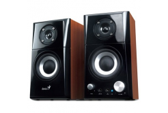 Genius reproduktory SP-HF500A v2 31730032400, 2.0, 16W, hnědo-černé, regulace hlasitosti, sluchátkový výstup, 3,5 mm jack (USB)+ AUX, 100Hz~20