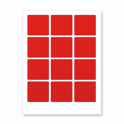 Samolepiace etikety 60 x 60 mm, 12 etiket, A4, 20 listov, červené