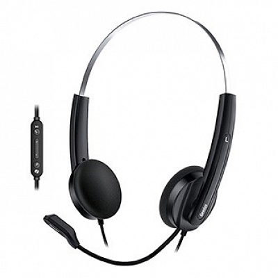 Genius HS-220U AI slúchadlá s mikrofónom, drôtové, čierna, 2.0, náhlavné, USB