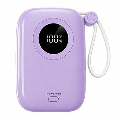 Powerton ENERGY PASTEL EDITION Powerbanka 10000mAh, 2x USB-C, 22.5W, integrované káble, fialová