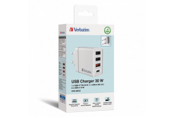 Verbatim 49701 Sieťový adaptér 30W, 4 porty, 1x USB-C, 3x USB-A