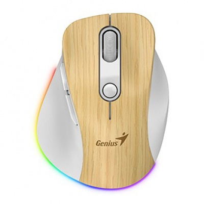 Myš bezdrátová, Genius Ergo 9000S Pro, bílo-béžová, optická, 2400DPI
