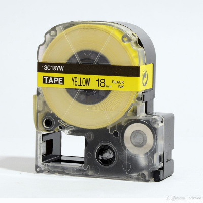Epson LK-5YBP, SC18YW, C53S655003, 18mm x 9m, čierna tlač / žltý podklad, kompatibilná páska