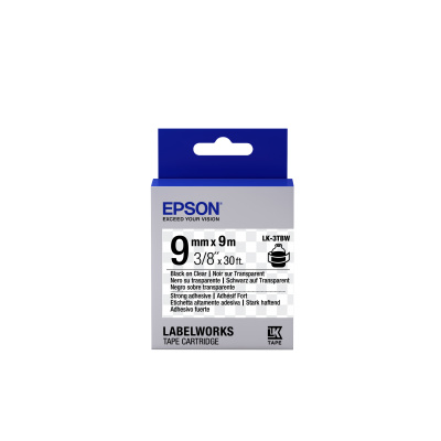 Epson LabelWorks LK-3TBW C53S653006 9mm x 9m, čierna tlač / priehľadný podklad, silne priľnavá, originálna páska
