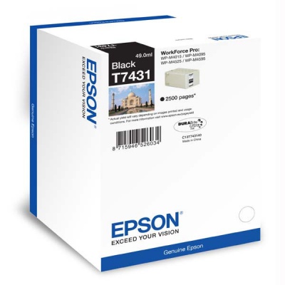 Epson originálna cartridge C13T74314010, black, 2500 str., 49ml, Epson WorkForce Pro WP-M4525 DNF, WP-M4015 DN