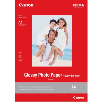 Canon Glossy Photo Paper, foto papír, lesklý, GP-501, bílý, 10x15cm, 4x6", 210 g/m2, 5 ks, 0775B076, inkoustový