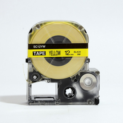Epson LC-4YBP, SC12YW, 12mm x 8m, čierna tlač / žltý podklad, kompatibilná páska