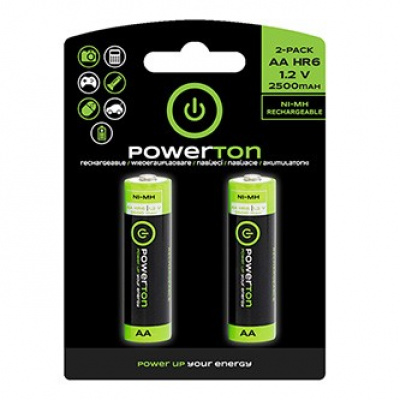 Powerton Nabíjecí Ni-MH baterie AA, 2-pack
