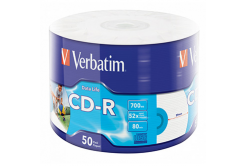 Verbatim CD-R, 43794, Inkjet Printable, 50-pack, 700MB, 50x, 80min., 12cm, wrap, pro archivaci dat